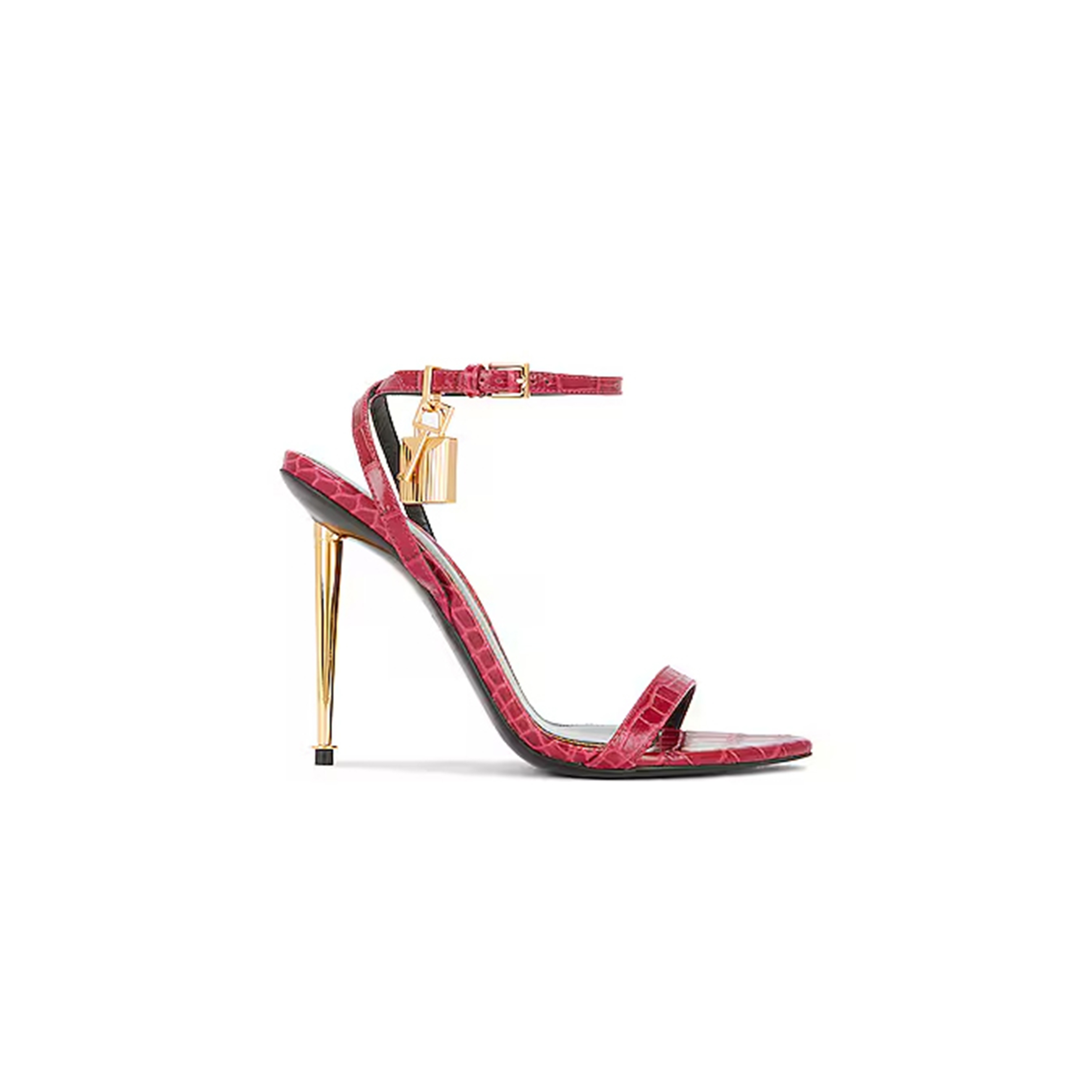 TOM FORD STAMPED CROC PADLOCK POINTY NAKED SANDAL W2272J